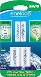 Sanyo NEW 1500 eneloop 2-AA Ni-MH Pre-Charged Rechargeable Batteries with "C" Spacer