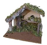 Wood and Moss Musical Christmas Nativity Scene Creche Stable [NF32 50809]