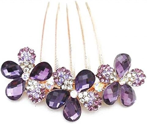 Vwhite Womens Bohemia Flowers Rhinestones Cute Hair Combs Accessories Fit Girl Purple