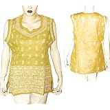 Women's Clothing Top Kurti India Cloth Chikan Embroidery Size XL