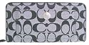 Authentic Coach Signature Black Accordion Zip Around Wallet 41970
