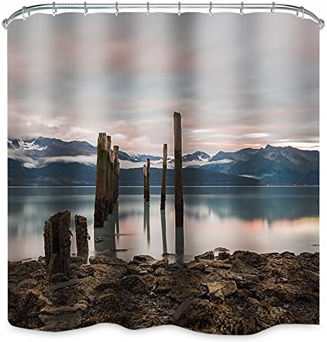 Iwonderful Architecture Printing Mould Proof Heavy-Duty Shower Curtain,180X180cm with Plasitic Hook (Rug no Inculded)-C4