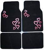 Pink Hearts Front & Backseat Floor Mats 4-pc Set
