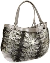 Tianni Novelty Metallic Tote,Black,one size