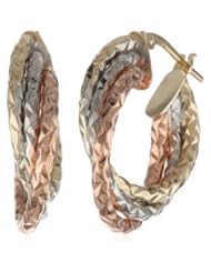 Duragold 14k Tri-Color Polished Triple Round Hoop Earrings