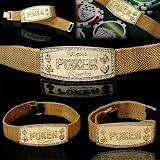 51QozSukXZL. SL160  New Trademark Gold Mesh World Poker Champion Bracelet Flashy Subdued Beautiful And Intimidating