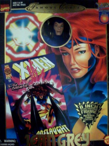  Marvel Comics 1999 Famous Cover 8 Inch Action Figure - JEAN GREY Ultra Poseable Figure with Authentic Fabric Costume