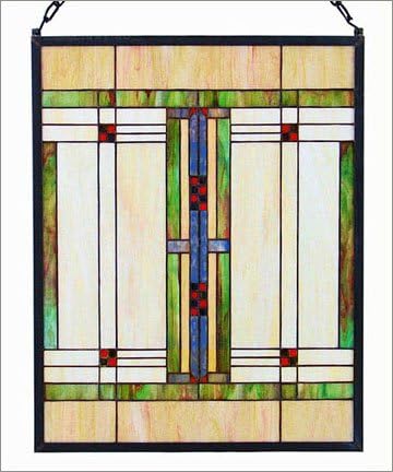 Arts and Crafts Prairie Art Glass Panel