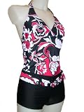 Womens Halter Tankini Swimsuit Boyshorts, MW, 2 piece, Many Different Prints