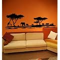 Premium Wandtattoo Wandaufkleber Afrika Elefanten Giraffen Nilpferde MAXI XXL 1,86m x 0,6 Motiv: #72 schwarz