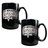 NBA San Antonio Spurs Two Piece Black Ceramic Mug Set - Primary Logo