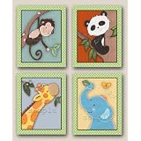 Animal Pals - Peek a Boo Nursery Art Print on Photo Paper (8x10, Set of Four) by Little Pig Studios