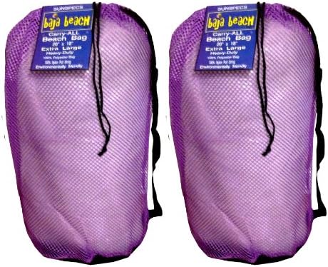 2 Pack -Baja Beach Mesh Bag with Shoulder Strap (Beach, Snorkeling, Scuba, Boating, Etc)