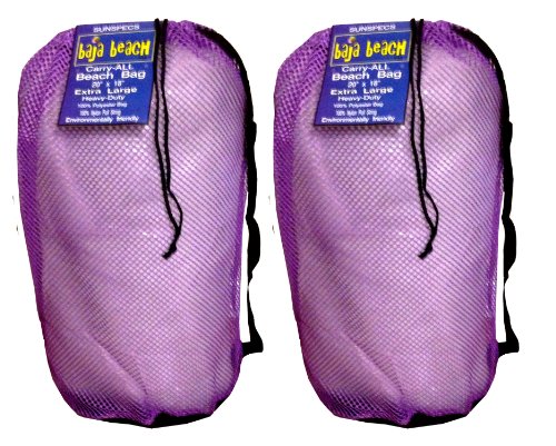 2 Pack -Baja Beach Mesh Bag with Shoulder Strap (Beach, Snorkeling, Scuba, Boating, Etc)