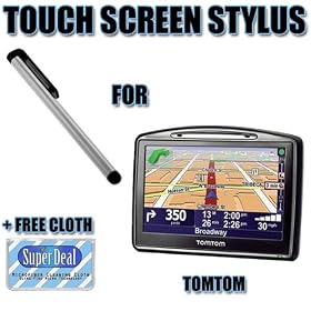 External Stylus With Chrome Finish And Anti-Scratch Gummy Rubber Tip For The TomTom XL 340-S + Free Reusable MicroFiber Cleaning Cloth. (GPS Not Included)