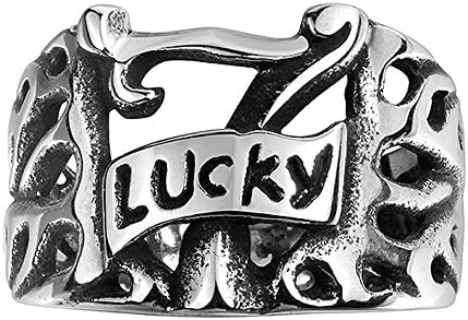 Vikis Fashion Refined Style Stainless Steel Spinner Unisex Ring with Lucky Size 8