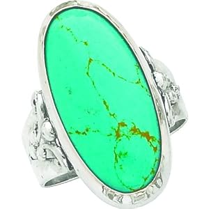 Sterling Silver Turquoise Oval Ring Sz 9