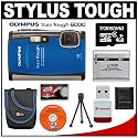 Olympus Stylus TOUGH-6000 Shockproof & Waterproof Digital Camera (Blue) + 4GB microSD Card with Reader + Spare Li-50B Battery + Case + Cameta Bonus Accessory Kit
