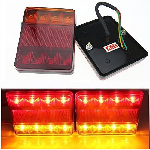 Runytek 1 Pair 12V LED Van Truck Trailer Stop Rear Tail Brake Light Indicator Lamp