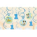 12-Piece Mickey's 1st Birthday Swirl Decorations, Multicolored