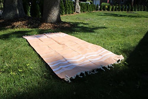 2016 Turkish Towel Peshtemal - 100% Natural Dyed Cotton - for Beach Spa Bath Swimming Pool Hammam Sauna Yoga Pilates Fitness Gym Picnic Blanket (Mango Orange)