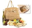 2-Person Eco-Friendly Natural Willow Picnic Basket with Bamboo Plates & Utensils