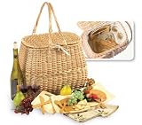 2 - Person Eco - Friendly Natural Willow Picnic Basket with Bamboo Plates & Utensils - B00291SIFW