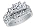 Diamond Asscher Engagement Ring & Wedding Band Set 1.20 Carat (ctw) in 14K White Gold