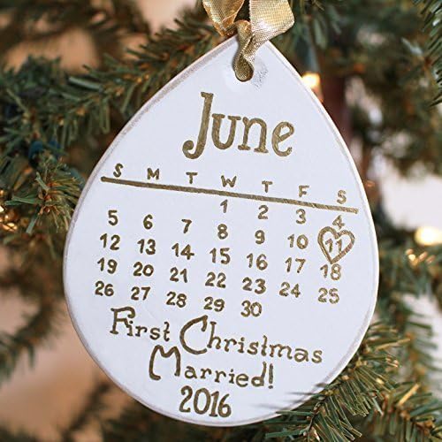 First Christmas Married Ornament - Personalized Ornament, Newlywed Gift, Wedding Ornament by Knotooshabby