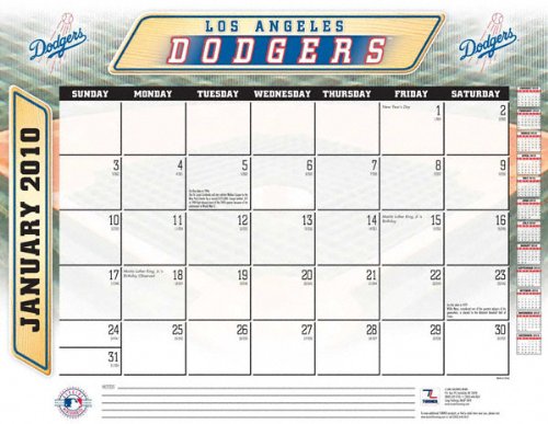 Los Angeles Dodgers 2010 22x17 Desk Calendar