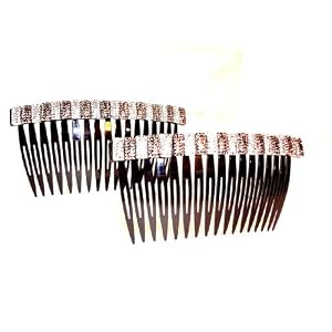 Decorative Hair Combs One Pair Flashy Rhinestone Hair Combs Silver Bling