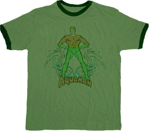  DC Comics Aquaman Vintage Green T-Shirt Tee