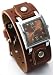 Nemesis #BB516B Men's Brown Wide Leather Cuff Band Analog Brown Dial Watch