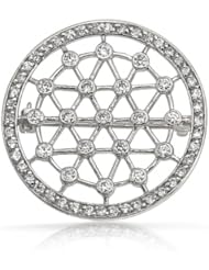 Bling Jewelry 925 Sterling Silver Medallion CZ Voile Circle Pin Brooch
