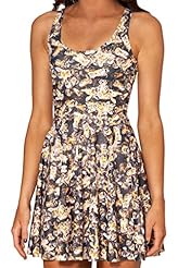 Bubble Dress Flared-Skirt Floral Print Polyester/Spandex Tank Vintage Club Dress/Party Dress/Tunic 