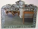 Etched Ornate Cut Glass Wall Mount Mirror Antique Style