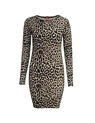 Girls General Print Long Sleeves Stretchy Elastane/Viscose Bodycon Dress 