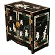 Handmade Asian Furniture - 23" Black Storage Cabinet With Mother of Pearl - Chinese Children Design