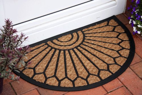 New Natural Thin Coir Half Moon Pattern Door Mat 45x75cm