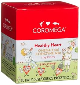 Coromega Healthy Heart, Omega-3 and Coenzyme Q10 Supplement, 30-Count Squeeze Packets