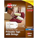 Avery Printable Tags with Strings for Inkjet Printers, 2 x 3.5-Inches, Pack of 96 Tags (22802)