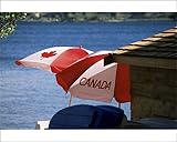 IMAGE OF Photographic Prints of Patriotic umbrellas on the shore of Okanagan Lake, Sun-Oka Beach Provincial from Robert Harding
