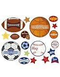 Peel & Stick Wallies Sports Stamps Basketball, Soccer, Football & Baseball