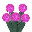Set of 50 Pink LED G12 Berry Fashion Glow Christmas Lights - Green Wire