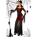 LH -Dessous - 11847 Gr��e S-M. Hochwertiges Hexenkost�m bestehend aus : Kleid mitSpinnennetz-Stoff+ roter Unterf�tterung. Rei�verschlu� hinten,�rmel entfernbar+ Schn�r-Weste mit Knopfleisten+ Kragen angekn�pfbar