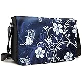 Meffort Inc 17 17.3 Inch Laptop / Notebook Padded Compartment Shoulder Messenger Bag with Shoulder Pad - Gray Black Butterfly