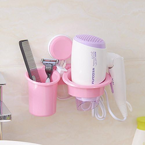Wall-mounted bathroom storage air tube/ suction cup rack/ Chuck electric blower BRACKET-Pink