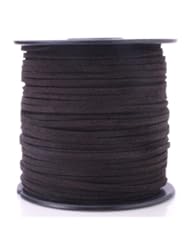 Art and Craft Supply: Beadnova Dark Brown Color 3mm Flat Leather Lace Beading Thread Faux Suede Cord String Velvet 100 yards Roll Spool