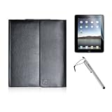 3 in 1 Vertical Black Leather Binder Case Cover with Capacitive Stylus and Screen Protector for iPad (1st Generation Only)
