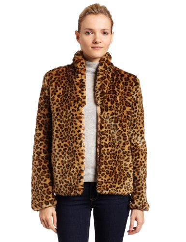 French Connection Womens Leopard Love Coat, Brown, 6